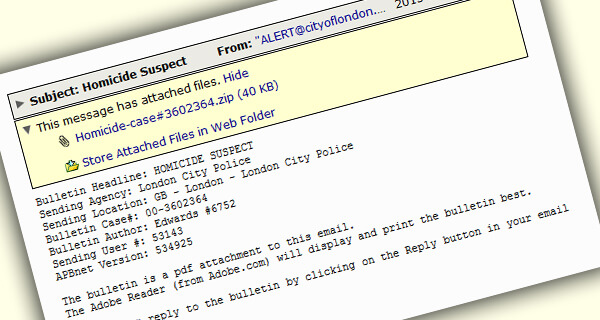 Homicide scam emails